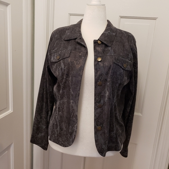 ELCC Womens Jacket Tapestry print Size Large Black/Gray Tones - Picture 1 of 9